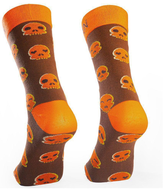 Man Arden Halloween Edition Designer Socks, Casual, Office, Egyptian Premium Cotton Quality, 1 Pair - Brown