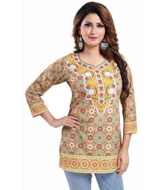 Meher Impex - Yellow Crepe Women's Straight Kurti ( Pack of 1 ) - 3XL