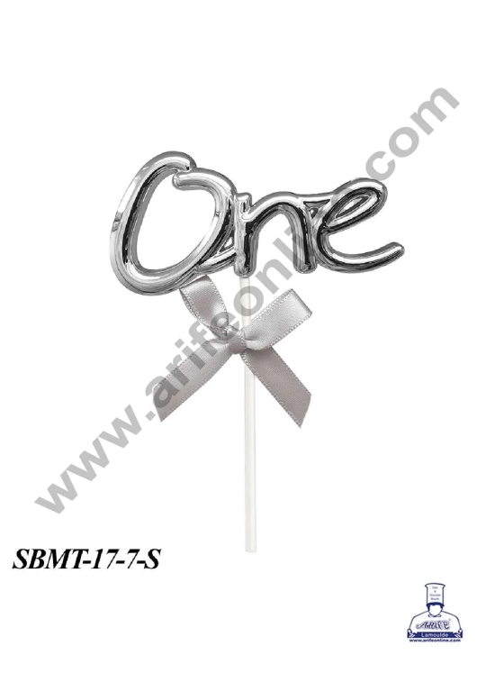 CAKE DECOR™ Plastic One Number Cake Topper - 1 Piece-Silver