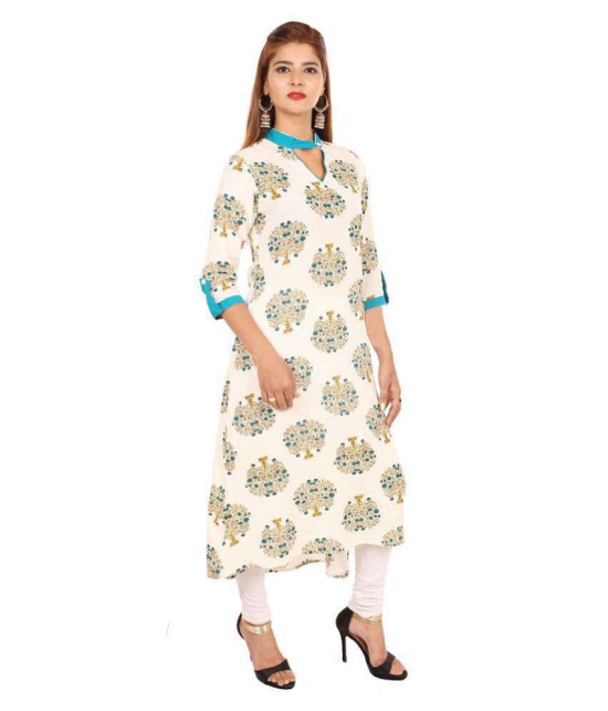 Rangun - Turquoise Cotton Blend Women's Straight Kurti - L