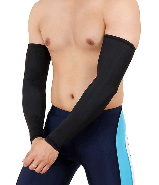 FITMonkey - Black Self Design Riding Sleeves ( Single Set ) - Freesize