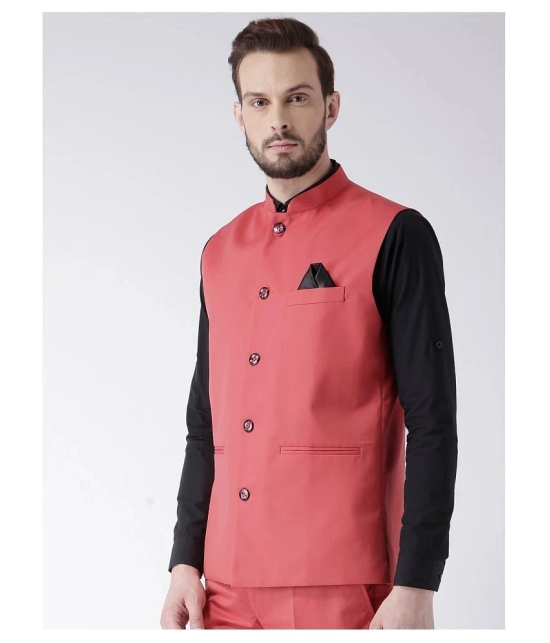 Hangup Pink Cotton Blend Nehru Jacket - None