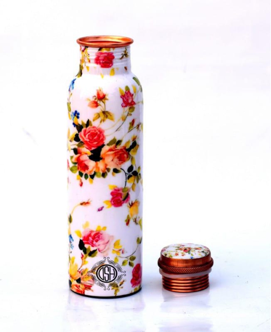 Copper Bottles for Printed with Art Work, Travelling Purpose Bottles, Yoga Ayurveda Healing, 950 ML (Design SM 14)