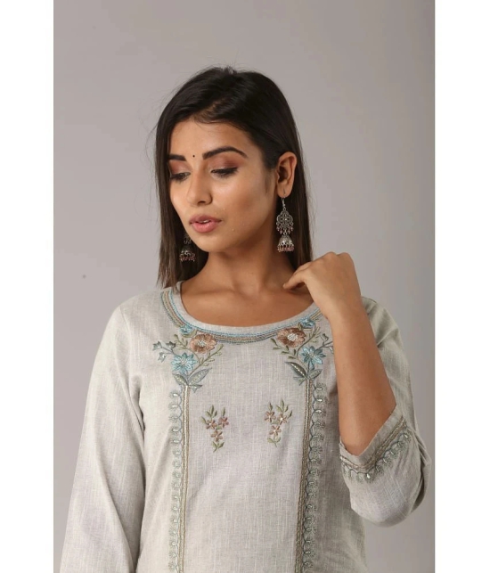 MAUKA - Silver Cotton Womens Flared Kurti ( Pack of 1 ) - None