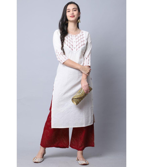 Rajnandini - White 100% Cotton Women's Straight Kurti ( Pack of 1 ) - None