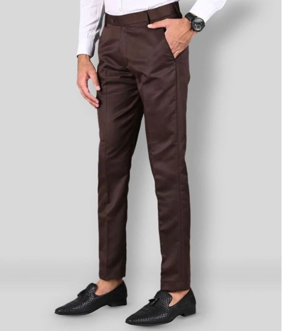 MANCREW - Brown Polycotton Slim - Fit Mens Formal Pants ( Pack of 2 ) - None