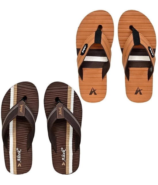 Altek Brown Mens Thong Flip Flop - None