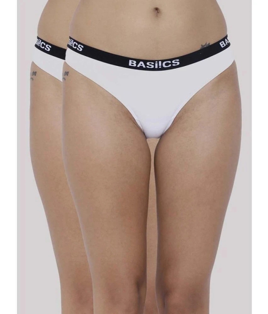 BASIICS By La Intimo Pack of 2 Cotton Lycra Solid Womens Bikini ( White ) BCPBR080B - None