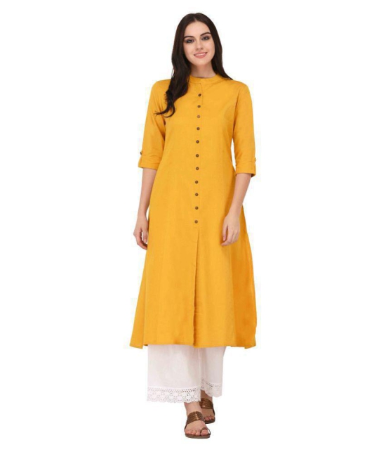 Pistaa Yellow Cotton A-line Kurti - 3XL