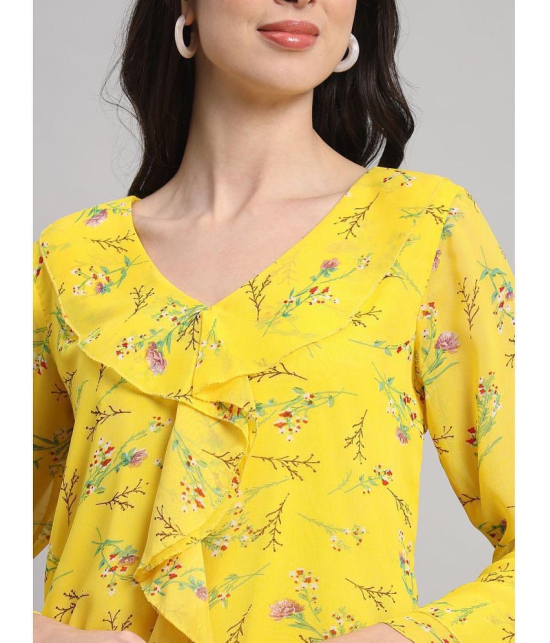 Curvydrobe Yellow Georgette Womens A-Line Top ( Pack of 1 ) - None