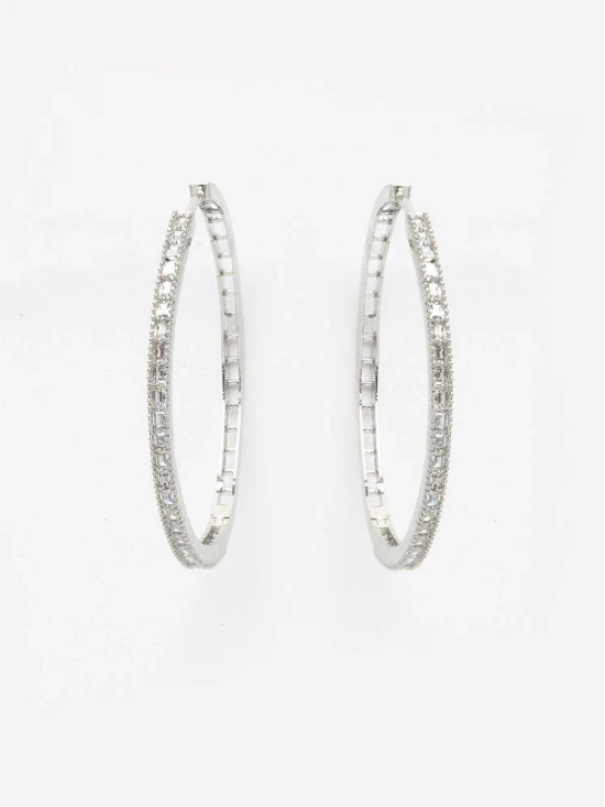 Zeneme Silver Hoops Earrings ( Pack of 1 ) - Silver