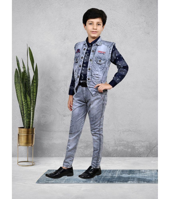 Arshia Fashions Grey Denim Boys Shirt & Jeans ( Pack of 1 ) - None