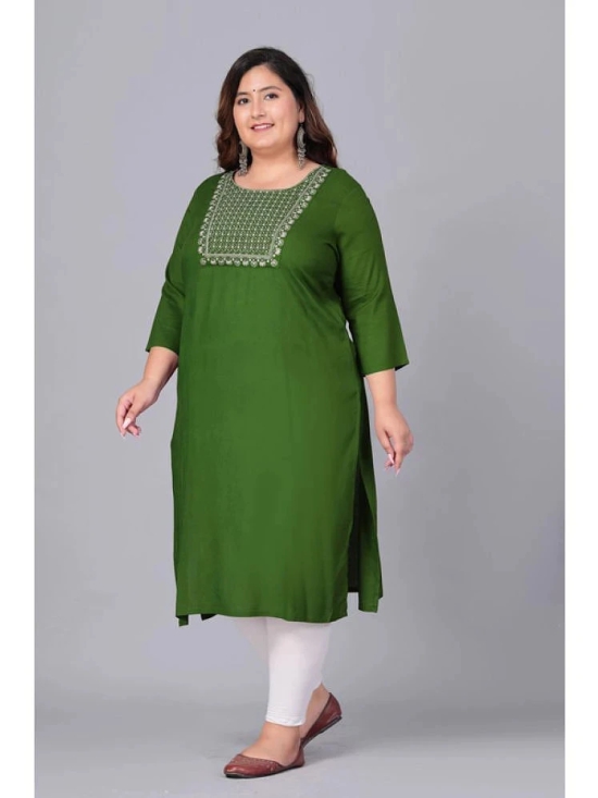 Preksha Rayon Embroidered Straight Womens Kurti - Green ( Pack of 1 ) - None