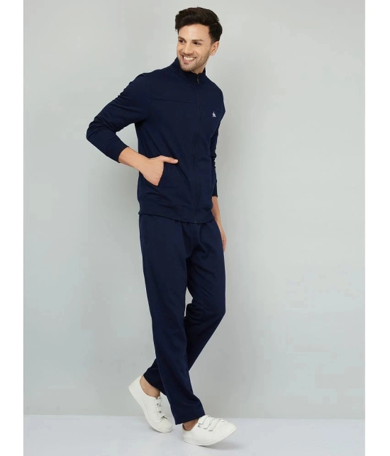 YHA Navy Blue Fleece Regular Fit Mens Tracksuit ( Pack of 1 ) - None