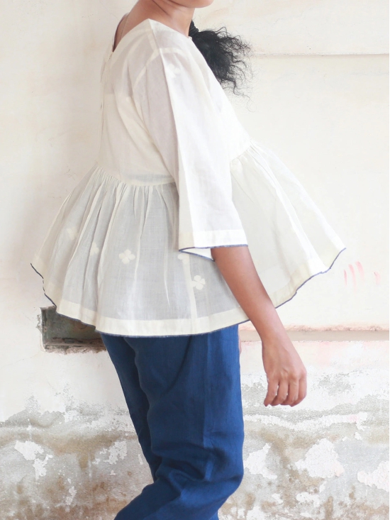 Athangudi Top White-XXS