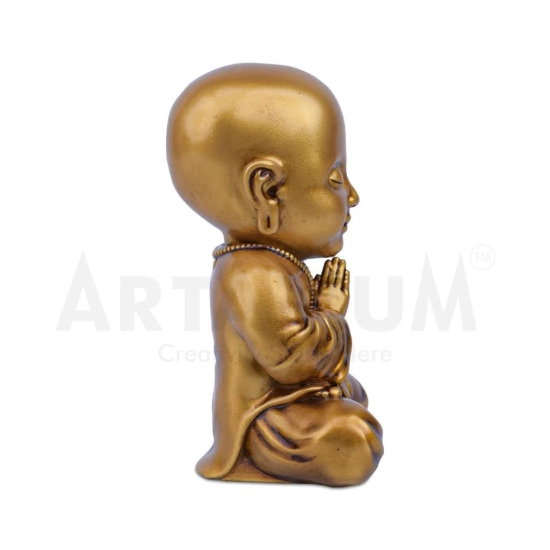 Artarium Resin Baby Monk Statue Idol Showpiece Figurine for Car Dashboard Table Top Home Decoration