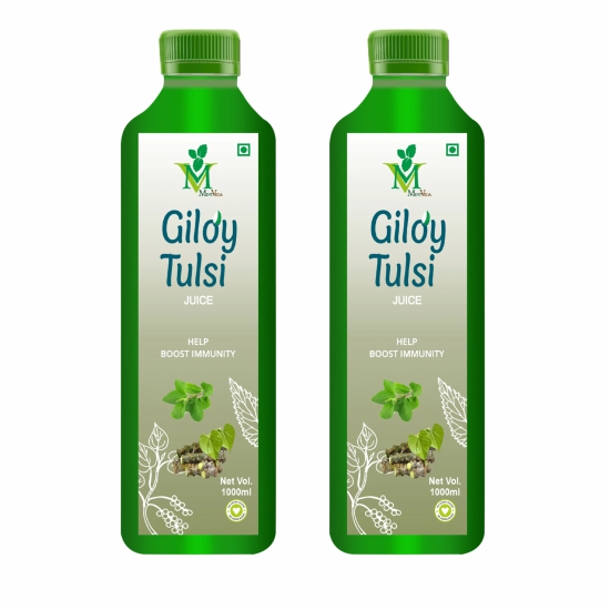 Mint veda 100% Natural Herbal Giloy Tulsi Juice | Fresh Giloy and Tulsi to Boost Immunity | No added Sugar Healthy Giloy Tulsi Juice, 1Lite Pack of 2