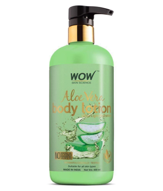 WOW Skin Science Aloe Vera Body Lotion - Ultra Light Hydration - No Mineral Oil, Parabens, Silicones, Color & PG - 400mL