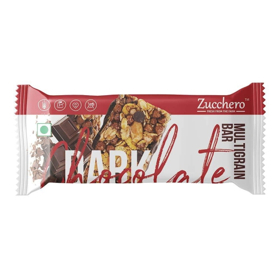 Zucchero Multigrain Dark Chocolate Granola Bar, Pack of 10 [Whole Oats + Hi-Fiber + Flat Tummies]