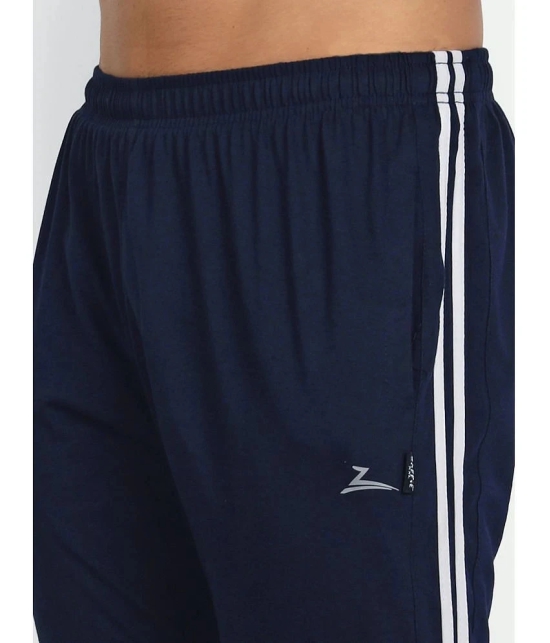 Zeffit - Navy Cotton Blend Mens Trackpants ( Pack of 1 ) - None