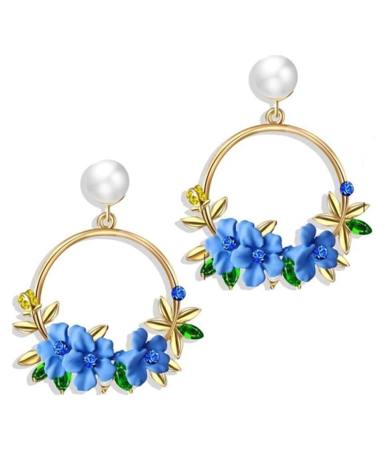 YouBella Jewellery Earrings for women stylish Latest Design Floral Resin Earrings for Girls and Women (Blue) - Blue