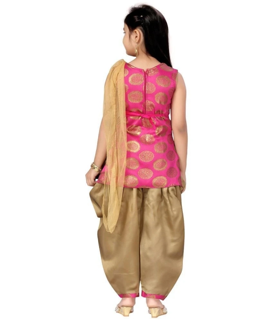 Aarika Girls Silk Patiala Kurta Set ( Pack of 1 , Pink ) - None