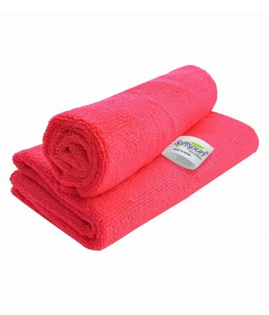 SOFTSPUN Microfiber Cleaning Cloths, 2pcs 40x40cms 340GSM Red! Highly Absorbent, Lint and Streak Free, Multi -Purpose Wash Cloth for Kitchen, Car, Window, Stainless Steel, silverware.