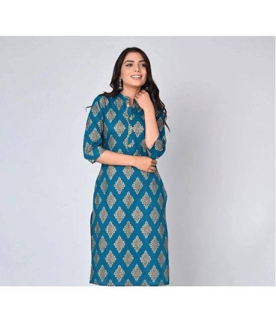 MAUKA - Blue Rayon Womens Straight Kurti ( Pack of 1 ) - None