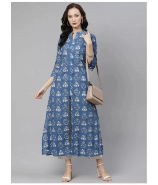 Divena Blue Cotton Straight Kurti - Single - 5XL