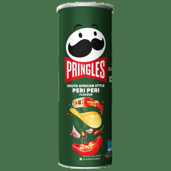 Pringles Potato Chips - Peri Peri Flavoured, Crunchy, Crispy, 107 G Can