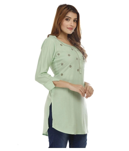 JC4U - Green Rayon Womens Straight Kurti ( Pack of 1 ) - XL