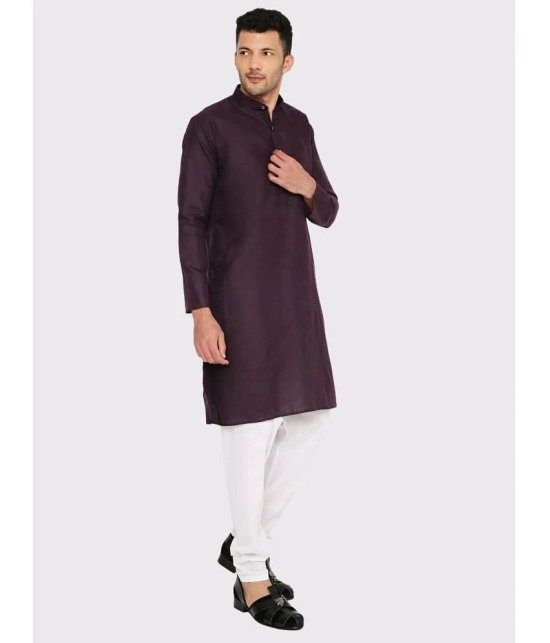 Maharaja - Purple Cotton Blend Mens Regular Kurta ( Pack of 1 ) - None