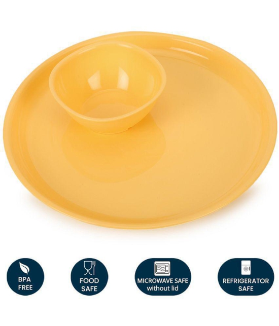 HOMETALES - Yellow Plastic Dinner Set ( Pack of 12 ) - Yellow