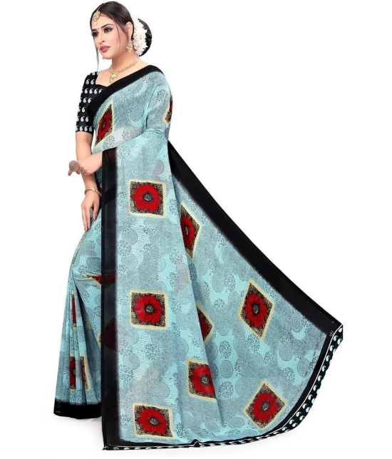 LEELAVATI - Light Blue Georgette Saree With Blouse Piece ( Pack of 1 ) - Light Blue