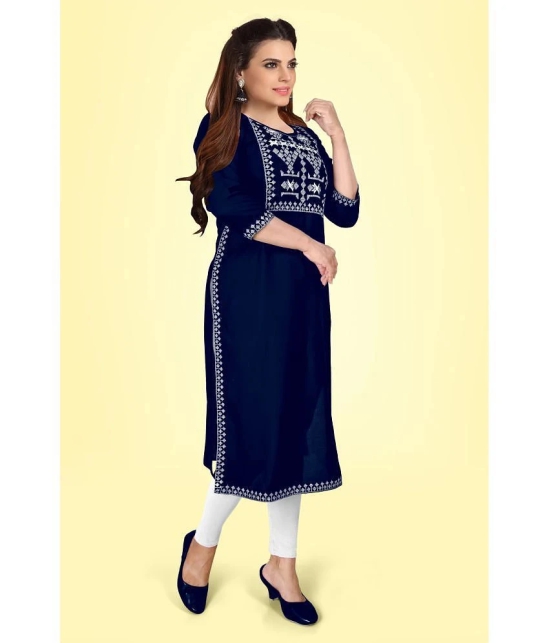 Kapadia - Navy Rayon Womens Straight Kurti ( Pack of 1 ) - None