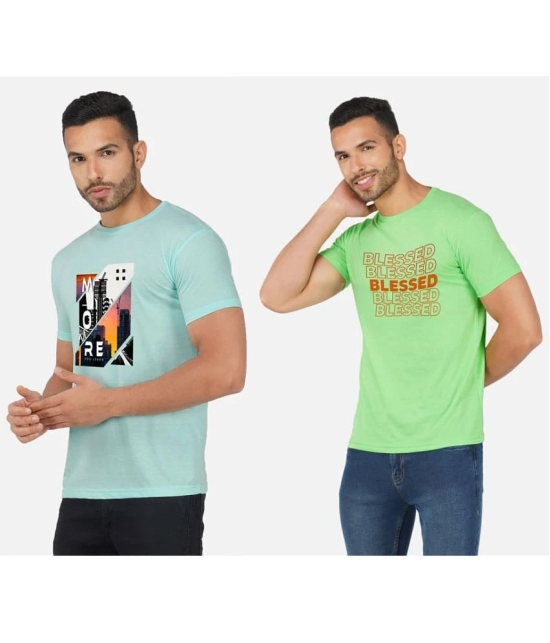 CHOZI Cotton Blend Regular Fit Printed Half Sleeves Mens T-Shirt - Multicolor ( Pack of 2 ) - None