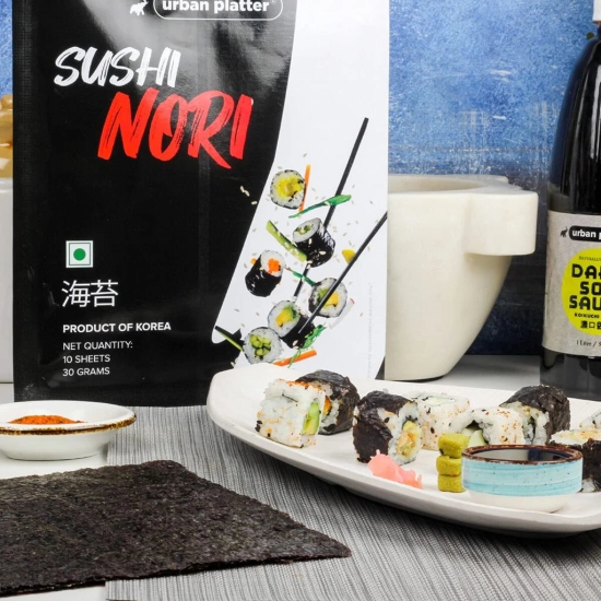 Urban Platter Sushi Nori Sheets, 25g [Roasted Seaweed Laver | Pack of 10 Sheets | Product of Korea | Umami Flavour]