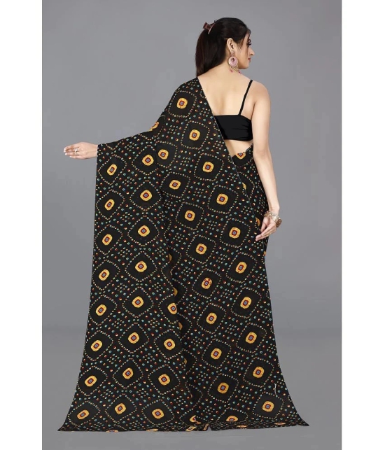 ANAND SAREES - Black Georgette Saree Without Blouse Piece ( Pack of 1 ) - Black