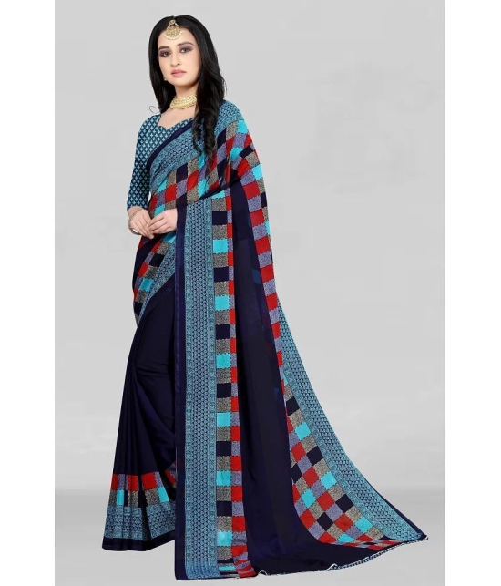 LEELAVATI - Blue Georgette Saree With Blouse Piece ( Pack of 1 ) - Blue