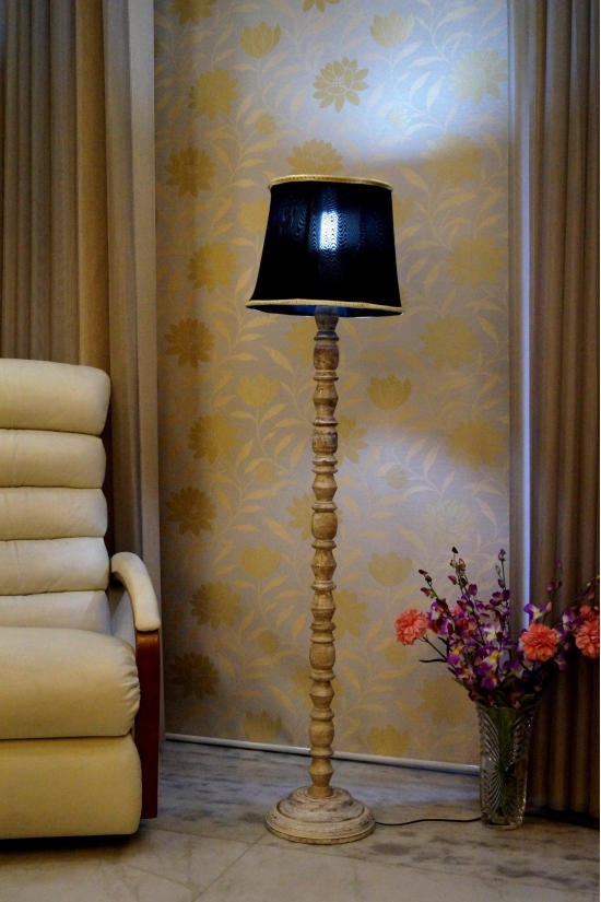 Classic Floor Lamp Black & Brown with (Bulb Not Included)-Black & Brown