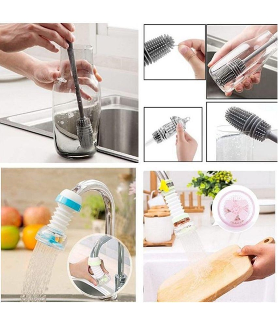 Silicone Bottle Cleaning Long Handle , Nipple Cleaner + Anti-Splash Expandable Head Nozzle/Bathroom Tap Adjustable Sprinkler/tap Shower/Water Saving Device Faucet (Water Faucet)