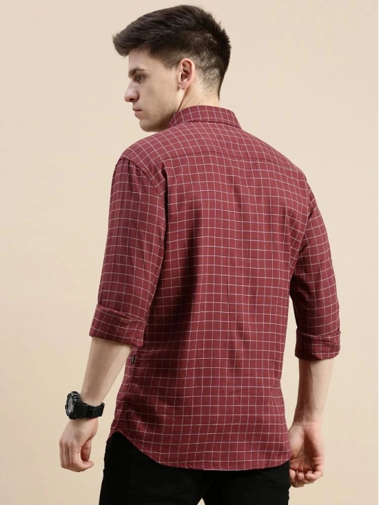 Showoff Cotton Blend Regular Fit Checks Full Sleeves Mens Casual Shirt - Maroon ( Pack of 1 ) - None