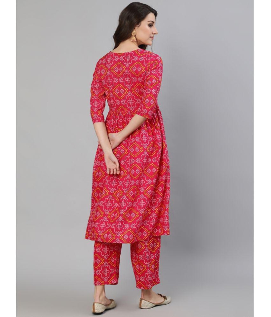 Antaran - Pink Cotton Women''s A-line Kurti ( Pack of 1 ) - None