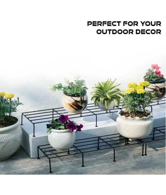 10Club Black Metal Planter Stand ( Pack of 4 ) - Black