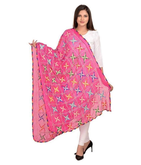 Apratim Pink Chiffon Phulkari Dupatta