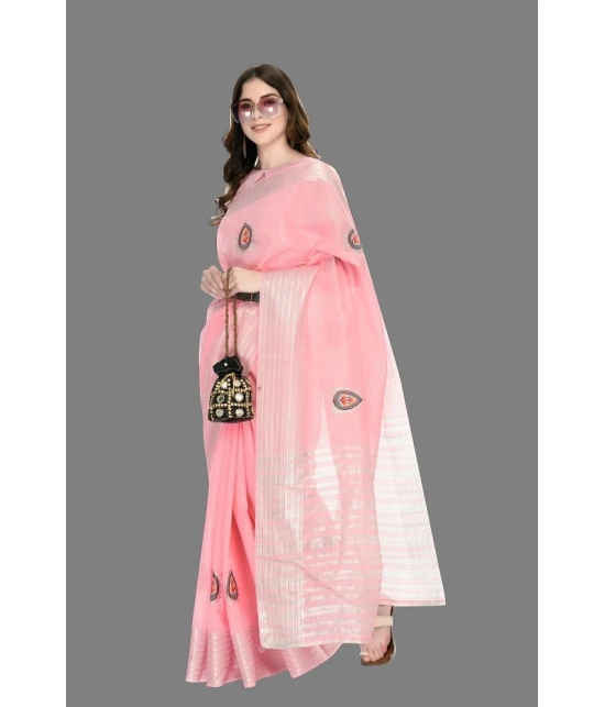 OFLINE SELCTION - Pink Silk Saree With Blouse Piece ( Pack of 1 ) - Pink