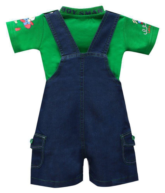 Zadmus Unisex Top and Dungaree Set Denim, Green  - 0-6 Months