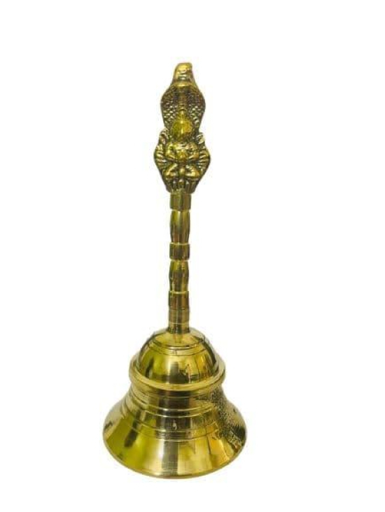 DOKCHAN Brass Garud Bell for Pooja Handcrafted Pure Brass Puja Bell with Garud Sitting Handle for Temple Brass Pooja Bell