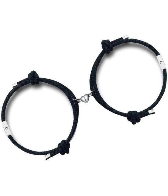 FASHION FRILL Black Bracelet ( Pack of 2 ) - None