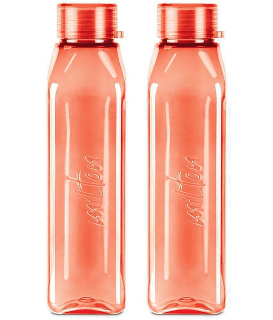 Milton Prime 1000 Pet Water Bottle, Set of 2, 1 Litre Each, Red - Red